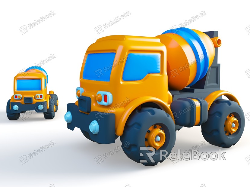 Cartoon style cement mixer children's toy theme children's toy cement mixer truck model