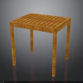 Stylish Orange Square Striped Table With Four Legs For Home Furniture