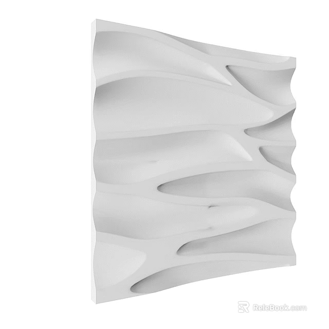 White Wall Panel With Wavy 3D Textured Design For Modern Interior Decor 3d model 