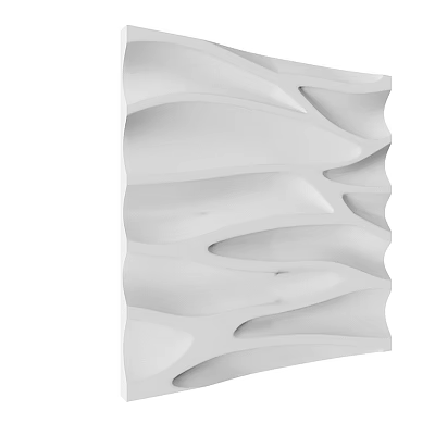 White Wall Panel With Wavy 3D Textured Design For Modern Interior Decor 3d model