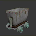 Vintage Industrial Metal Cart With Square Container Riveted Edges And Wheels