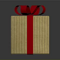 Elegant Gift Box With Yellow Striped Wrapping And Red Ribbon Bow Decoration