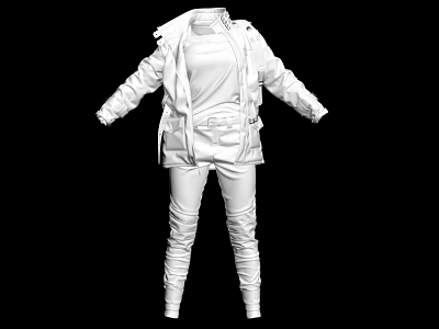 White Outdoor Functional Jacket And Pants Apparel With Belt Design 3d model