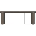 Modern Wooden Dining Table With Rectangular Top And Metal Frame For Home Interior 3d model