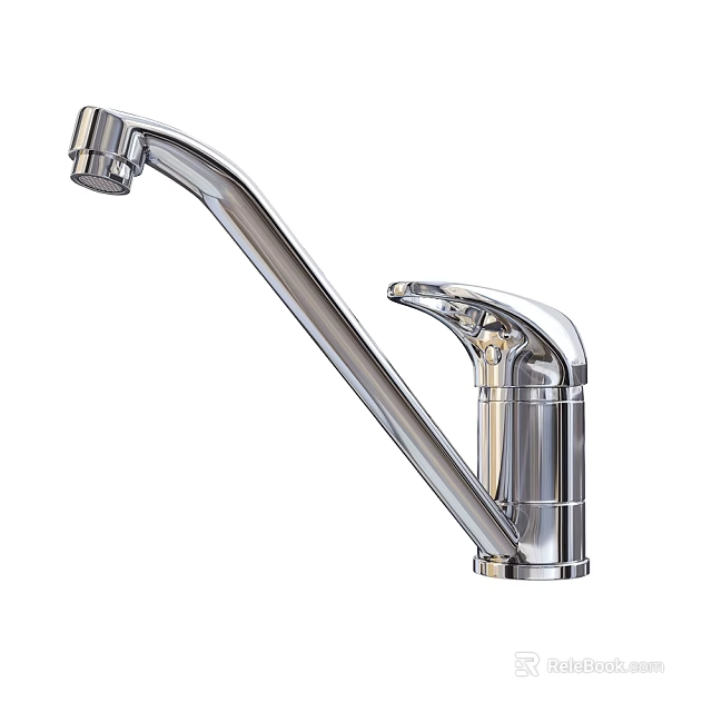 Modern Stainless Steel Kitchen Faucet With Sleek Design And Long Spout Handle 3d model 