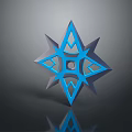 Blue Star Shaped Weapon With Geometric Patterns And Metallic Reflective Surface 3d model