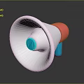 Modern White Computer Megaphone with Pink Blue Handle Stylish Desktop Accessory