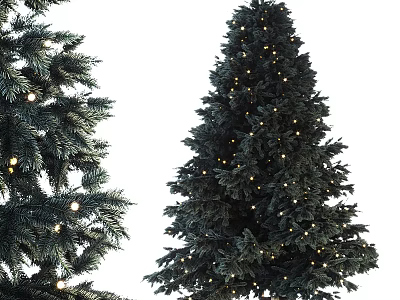 Decorative Christmas Tree Wall Decor With Illuminated String Lights And Festive Foliage 3d model