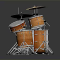 Wooden Drum Set With Multiple Drums Cymbals And Metal Stands