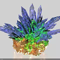 Natural Stone and Wood Design With Blue Crystal Structure Green Accents And Golden Base