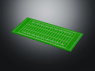 American Football Field Model With Green Turf And White Yard Line Markings 3d model