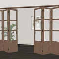 Modern Interior Folding Doors With Wooden Frame Glass Panels In Bright Room