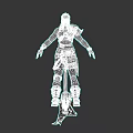 Fierce Fantasy Game Warrior Character With Spiked Spear And Leather Armor