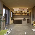 Wind Teahouse Bar New Chinese Style Reception Desk Front Typhoon Hall 3d model