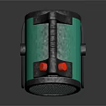 Green Portable Air Cooler Fan With Red Buttons Black Handle And Spiral Grille Stand