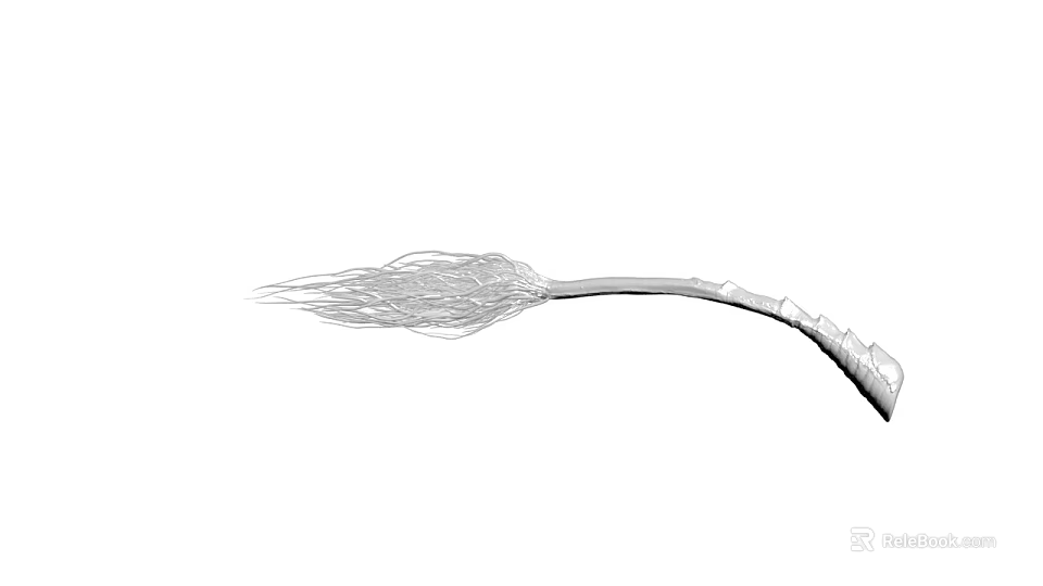 Silver Decorative Wire Structure With Curved Handle And Frayed Ornamental Ends Design 3d model 