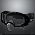 Black Protective Goggles With Transparent Lens And WAS Brand Adjustable Strap 3d model