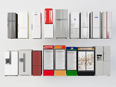 Assorted Colors and Styles of Refrigerators and Freezers for Home and Commercial Use 3d model