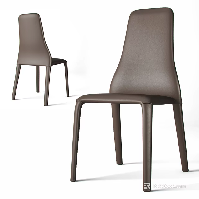 Modern Brown Leather Dining Chairs With Sleek Design And Comfortable Seating 3d model