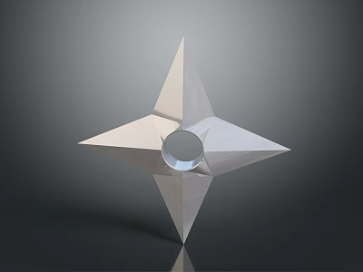 Traditional Ninja Shuriken Metallic Star Shaped Weapon With Central Hole For Throwing And Collection 3d model