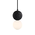 Modern Black Spherical Pendant Light With Volcanic Rock Texture And White Sphere 3d model