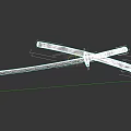 Traditional Japanese Katana and Wakizashi Crossed with Silver Blades and Black Striped Handles