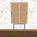 Minimalist Wooden Entryway Cabinet Sideboard With Woven Doors And Black Metal Legs