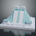 Abstract Pyramid Building With Light Blue White Geometric Design Stepped Structure Top Platforms And Base 3d model