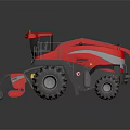 Efficient Red Modern Combine Harvester With Large Tires And Harvesting Attachment