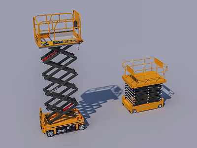 Industrial Equipment Yellow Scissor Lift Featuring Elevated Platform and Mobile Design 3d model