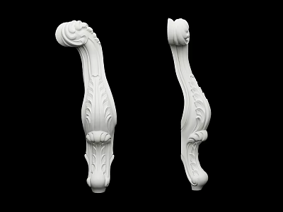 Ornate White Carved Column Components With Intricate Floral Carvings And Design Details 3d model