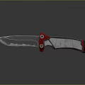 Tactical Utility Knife With Red Handle And Silver Sharp Blade Design