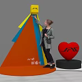 Interactive Zone With Woman Pointing At Yellow Cube And Red Heart JAC Logo