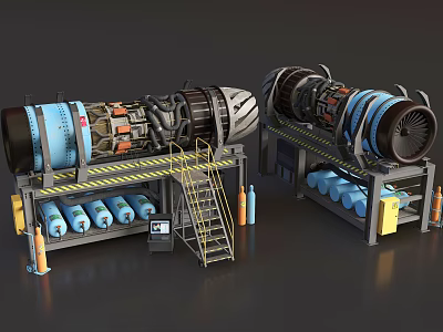 Smart Machines Industrial Turbine Systems Featuring Platforms Ladders Pipes And Control Panels 3d model