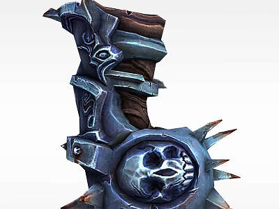 Blue Metal Locker With Skull Decoration Spikes And Intricate Carvings 3d model