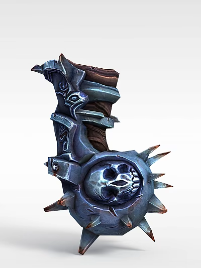 Blue Metal Locker With Skull Decoration Spikes And Intricate Carvings 3d model