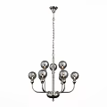Modern Chandelier With Glass Globe Shades And Metal Frame Hanging Design
