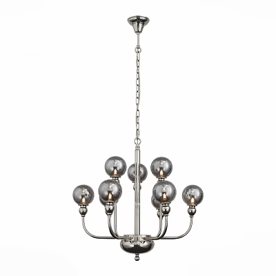Modern Chandelier With Glass Globe Shades And Metal Frame Hanging Design 3d model