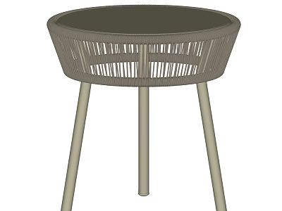 Modern Round Coffee Table With Wicker Design And Sturdy Metal Legs 3d model