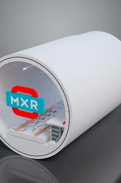 White Cylindrical Device Interior With MXR Logo And Internal Components 3d model