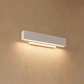 Sleek Modern White Rectangular Wall Light Illuminating Wooden Wall Surface 3d model