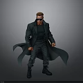 Man Standing In Green Trench Coat And Sunglasses Against Gray Background