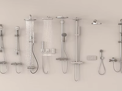 Various Shower Types Featuring Handheld Wall Mounted Fixed With Hose Designs 3d model