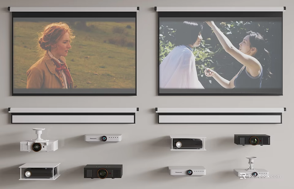 Efficient Projection Monitoring System Featuring Different Projectors And Large Projection Screens 3d model 