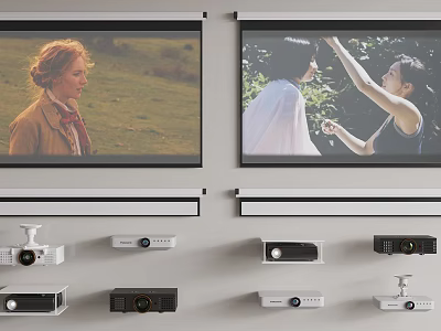 Efficient Projection Monitoring System Featuring Different Projectors And Large Projection Screens 3d model