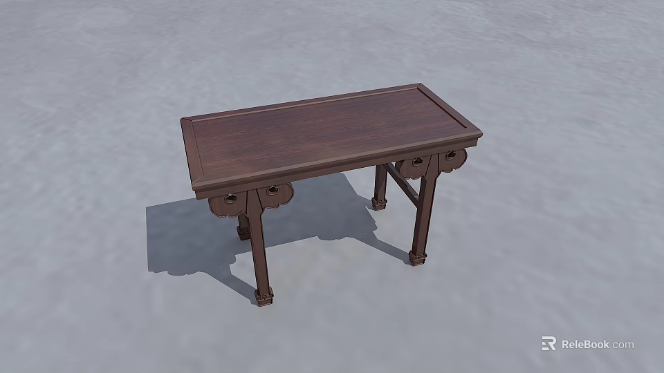 Classic Wooden Side Table with Carved Legs and Rectangular Solid Top 3d model