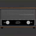 Retro Computer Speaker With Wooden Case Black Front Panel Knobs And Digital Time