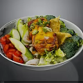 Healthy Fresh Food Bowl With Grilled Chicken Broccoli Red Bell Peppers And Crispy Tortilla Strips