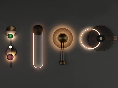 Modern Wall Lamps with Various Stylish Designs Brass Black Glass Elements for Home Decor 3d model