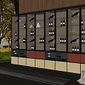 Modern Wine Cabinet Featuring Glass Doors Wine Bottles Drawers And Wooden Design